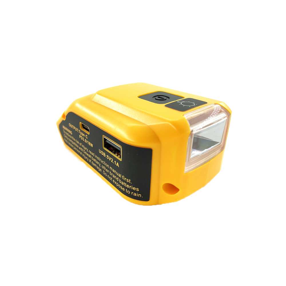 Адаптор за батерии с USB, фенер, 18V DEWALT DCB090, реплика