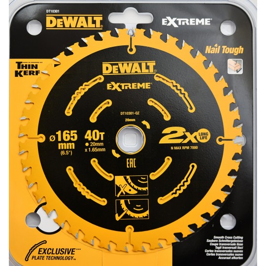 Диск за рязане на дърво 165 х 20, Z40 DEWALT DT10301 Диск за рязане на дърво 165 х 20, Z40 DEWALT DT10301