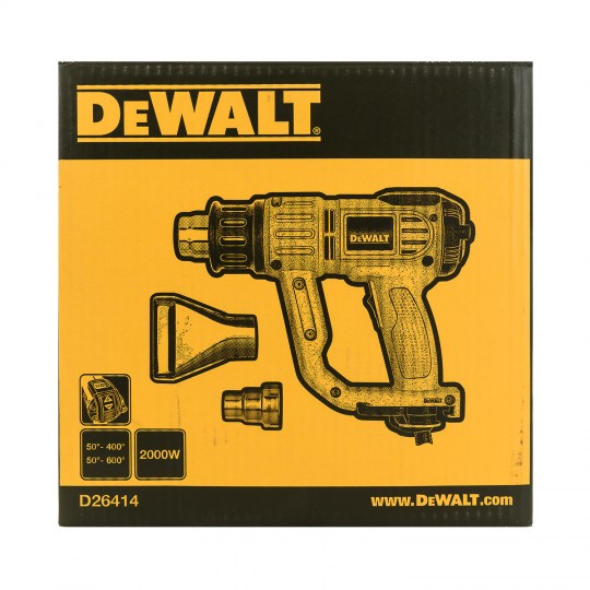 Пистолет за горещ въздух DEWALT D26414  2000W, LCD дисплей, регулируем - 50/600 гр., 250-500 л/мин.