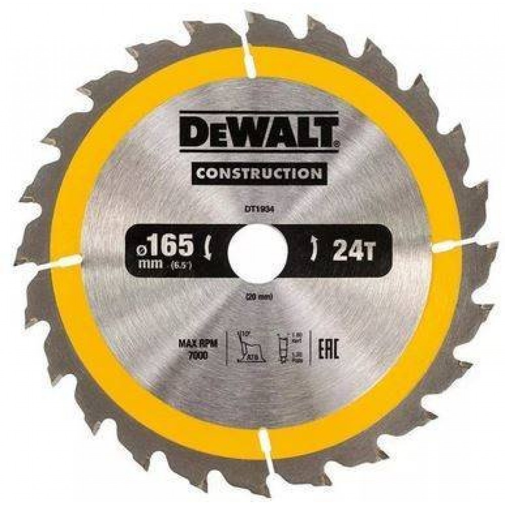 Диск за рязане на дърво 165 х 20, Z24 DEWALT DT1934