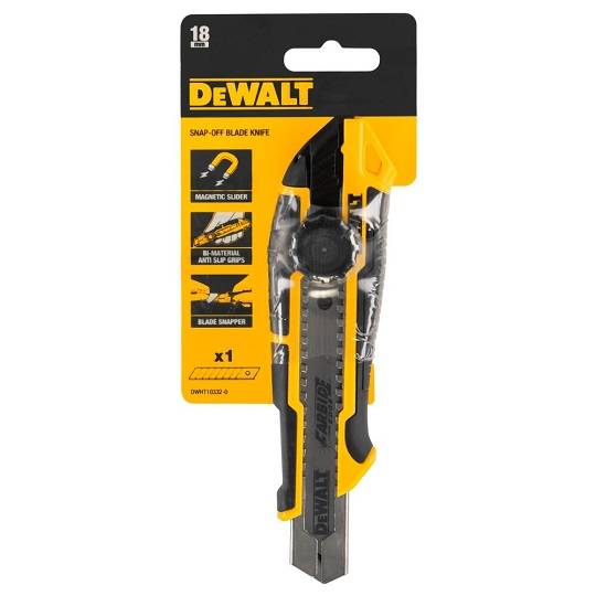 Макетен нож 18 мм carbide DEWALT DWHT10332-0, фиксатор