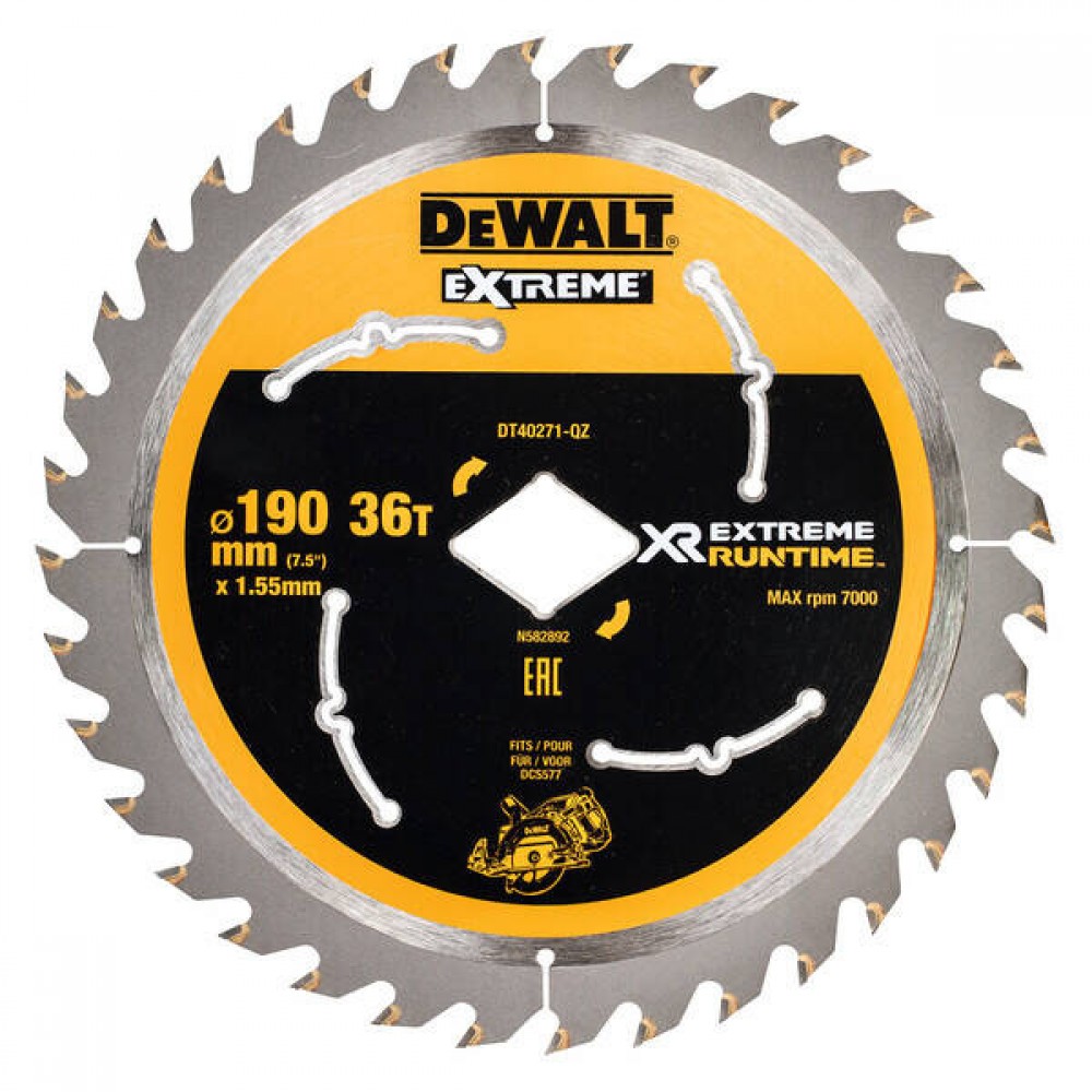 Диск за рязане на дърво 190 /1.55/ ромб  Z36, DEWALT DT40271