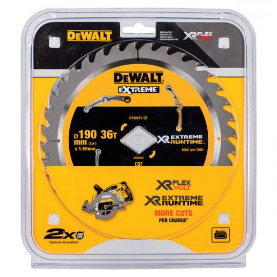 Диск за рязане на дърво 190 /1.55/ ромб Z36, DEWALT DT40271 Диск за рязане на дърво 190 /1.55/ ромб Z36, DEWALT DT40271