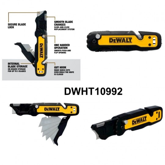 Макетен нож DЕWALT DWHT10992-0, метален с трапецовидно острие сгъваем