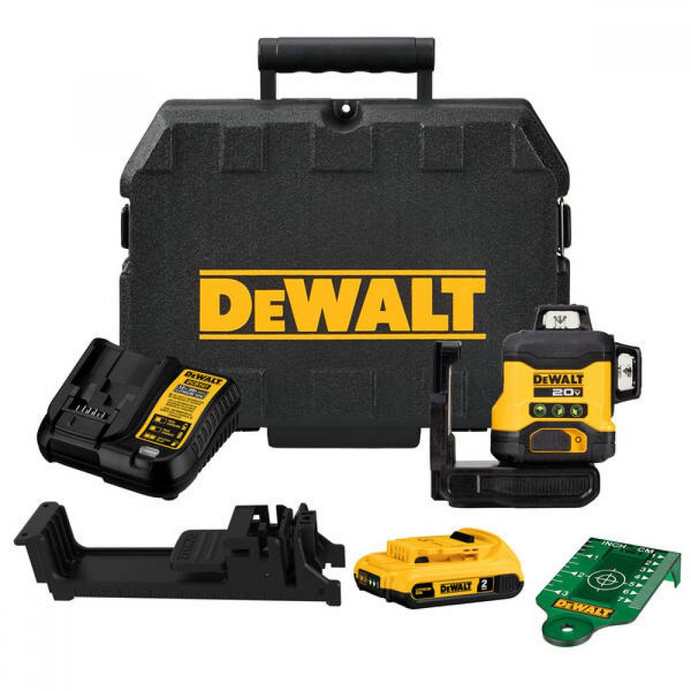 Лазерен нивелир DeWALT DCLE34031D1, 18V, 3 линии, 360 градуса, т. 0.3 мм/ м, самонивелиране, зелен
