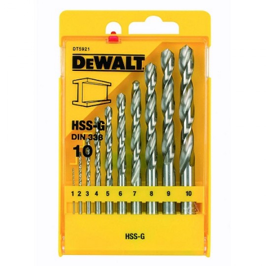 Свредла за метал к - кт цил. опашка, 10 бр., HSS-G, DEWALT DT5921