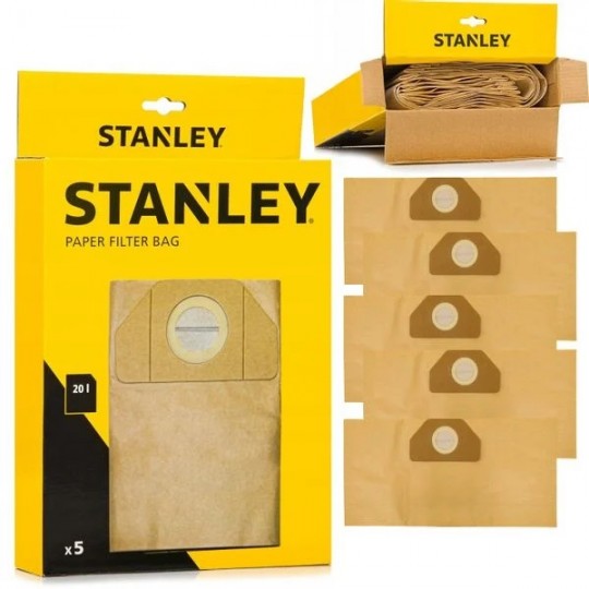Торбичка за прахосмукачка 30 л. STANLEY SXVC30XTDE , хартиена, 5 бр.
