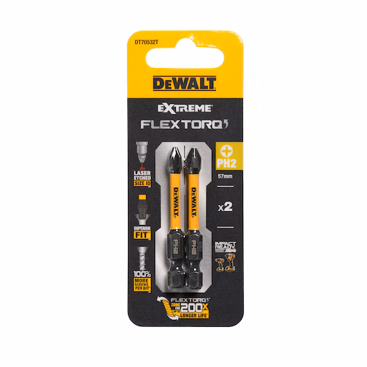 Накрайник PH2 х 50 IR TORSION IMPACT DEWALT DT70532T, 2 бр. Накрайник PH2 х 50 IR TORSION IMPACT DEWALT DT70532T, 2 бр.